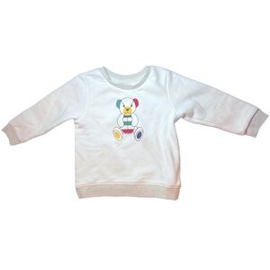 Stripes HBC Famous Bear on  White Fleece Sweatshirt Size 18-24 Mo